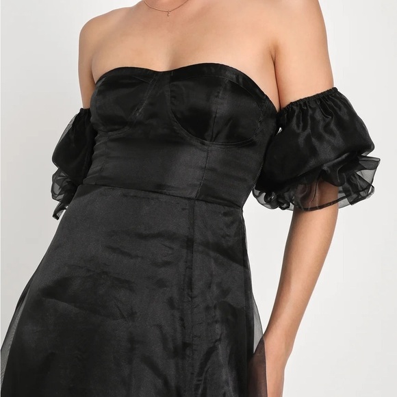 NWOT True Excellence Black Bustier Off-the-Shoulder Maxi Dress - Picture 5 of 10